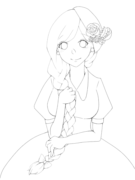 お嬢様 線画