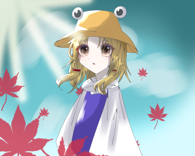 紅葉舞い散る秋空に