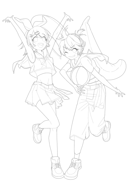 2022 鏡音リン・レン（夏）線画 - ibisPaint