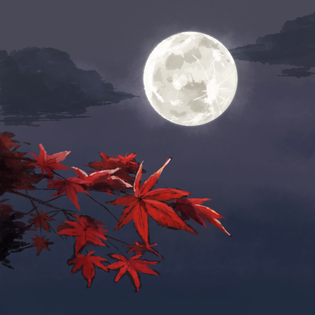 月と紅葉
