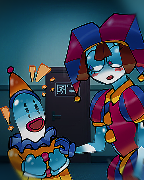 Pomni and Kaufmo escaping together