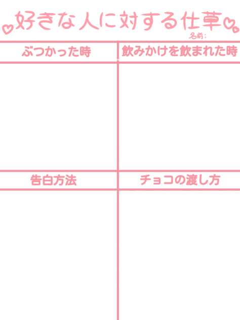 好きな人に対する仕草テンプレート　使ってね(^o^)