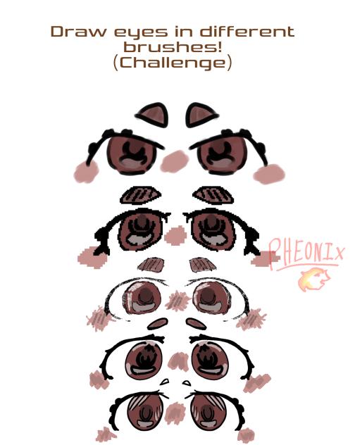 Draw eyes in different brushes challenge