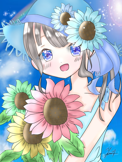 塗り絵(夏の向日葵)