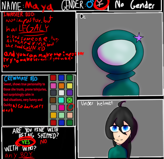 Character sheet for Potato Tube