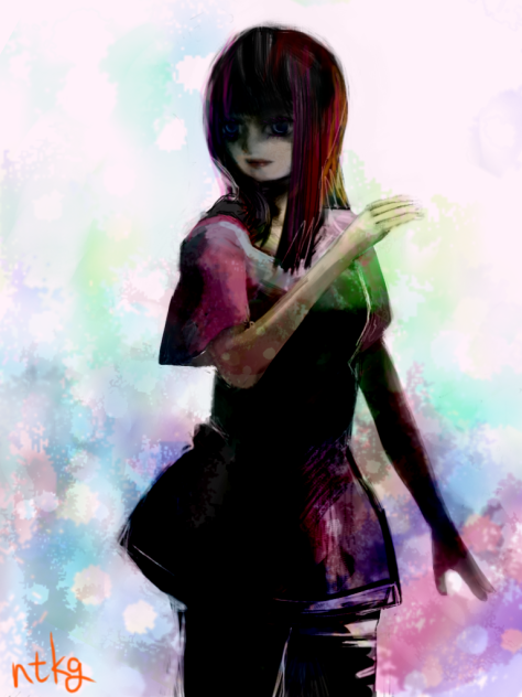 構える女