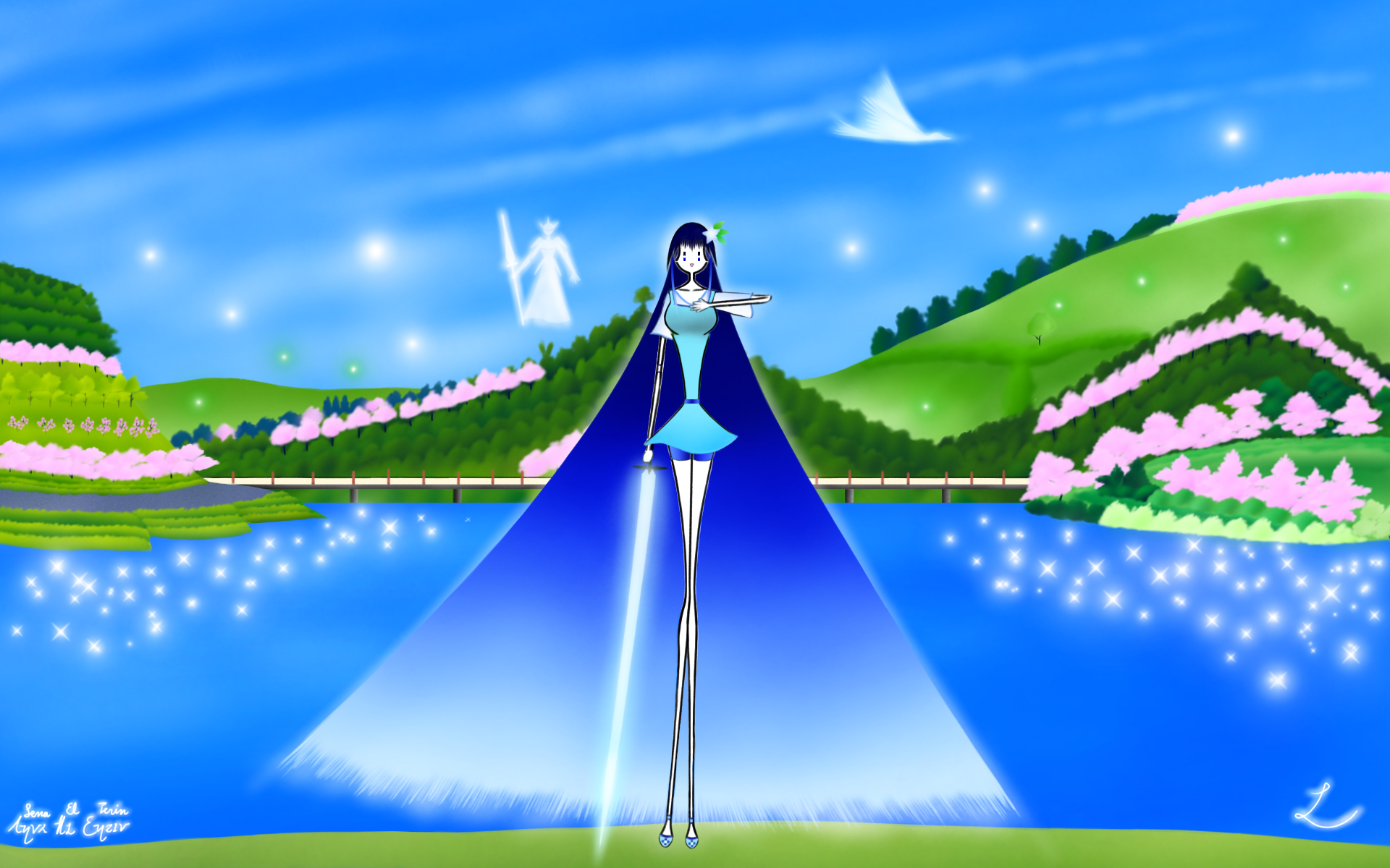Spring Scenery of a Lakeside - ibisPaint