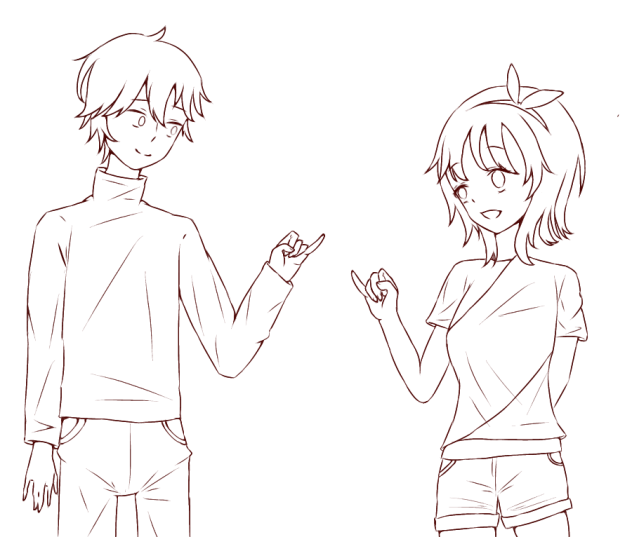 線画 霧雨が降る森