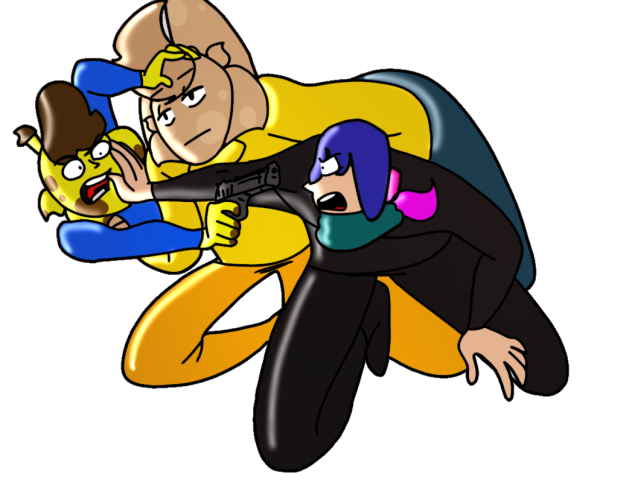 The trio fighting-