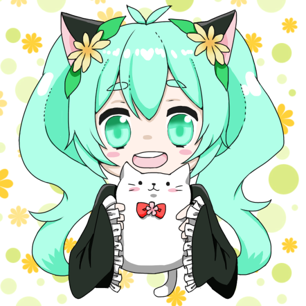 線画、塗らせて頂きました（8）黒猫ミクさんと白猫さん