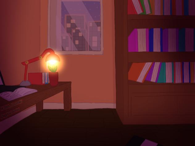 Lofi girl's room - Night;