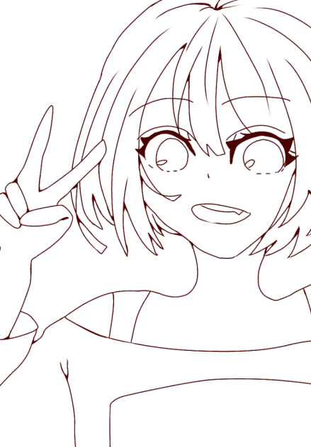 女の子　線画　別バージョン