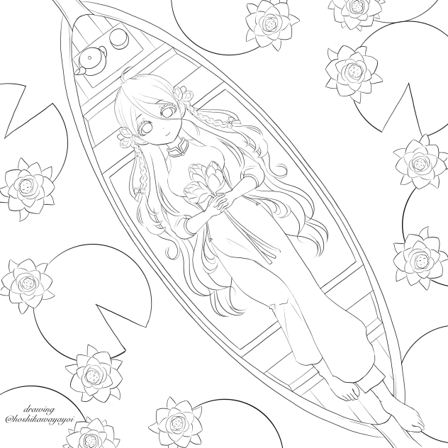 蓮の舟(ぬりえ)