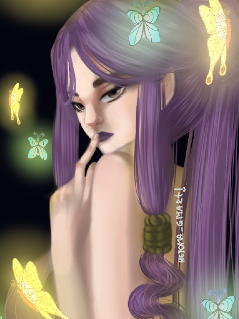 ilustración de mujer y mariposas
