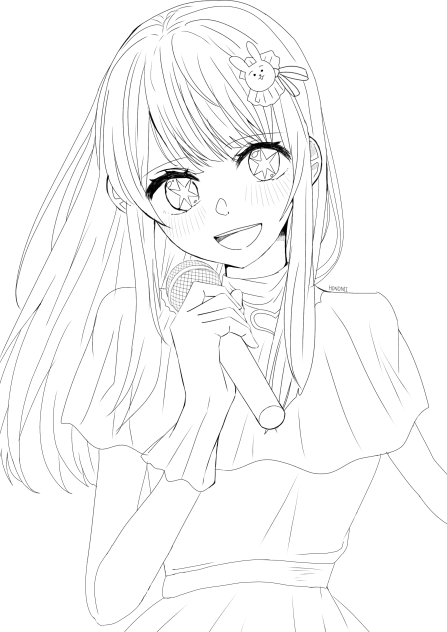 アニメ風アイドル　線画