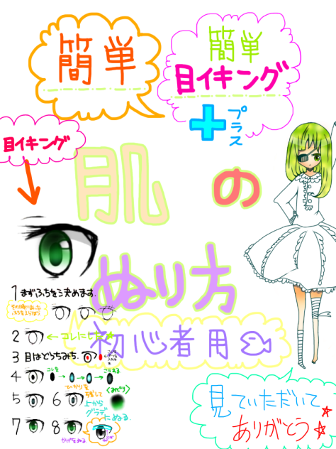 肌の塗り方+目イキング