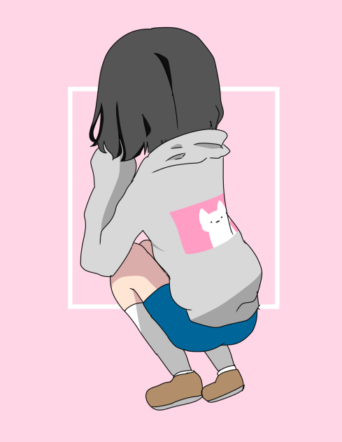 野良猫を見ている人