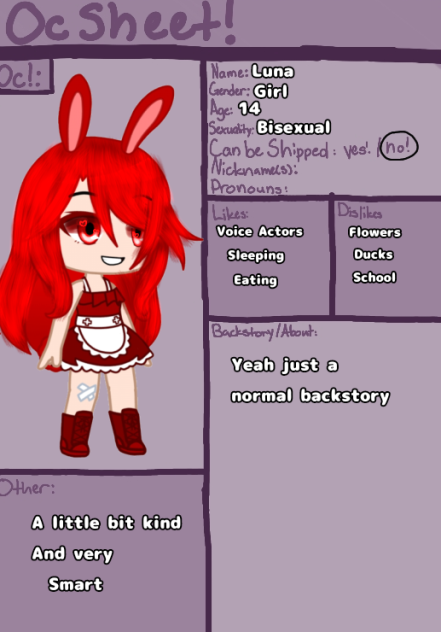 oc sheet for Lydia devitt
