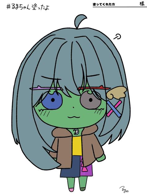 自分の線画塗ったらやばいことに、、(ノイズ)