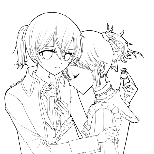 悪の大罪リンレン塗り絵(line art)