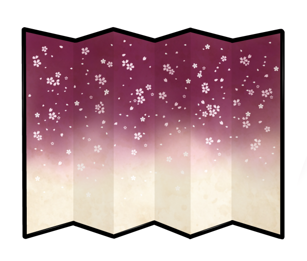 桜小紋の屏風