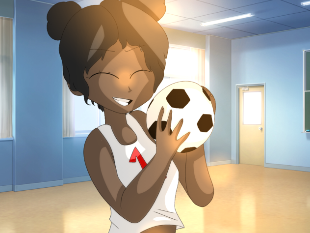 Girl holding a football