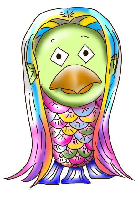 似顔絵　疫病退散アマビエ（着替え完了）