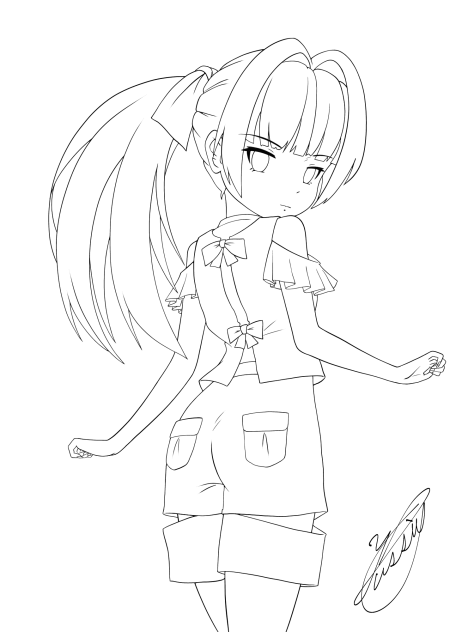 Behind girl（線画）