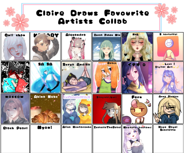Claire Draws Favourite Artists Collab