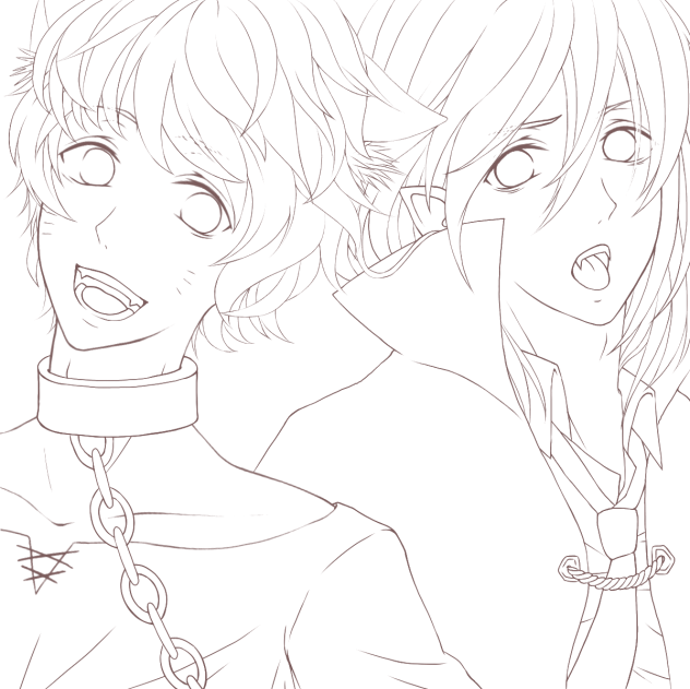 【線画】双子ハロウィン