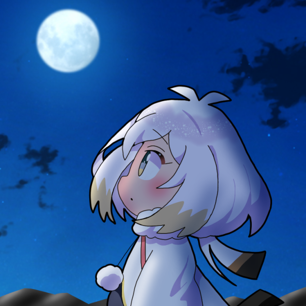 月を見るエナガちゃん