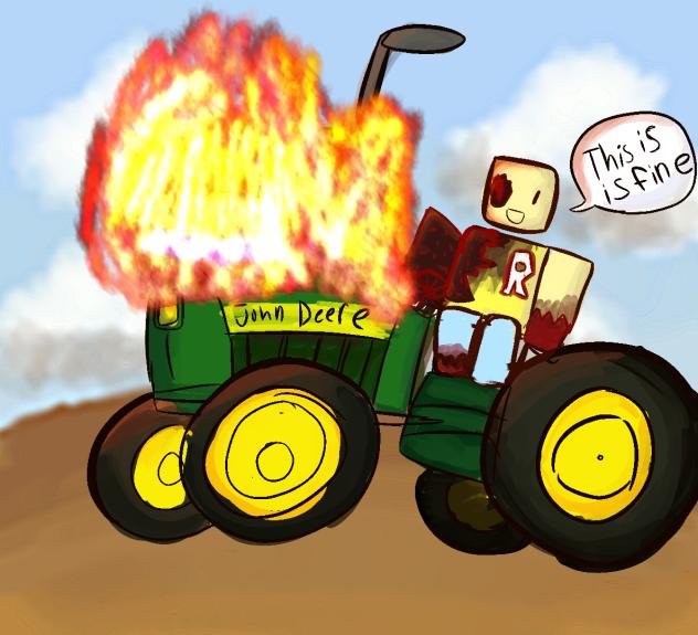 John doe driving a John deer tractor