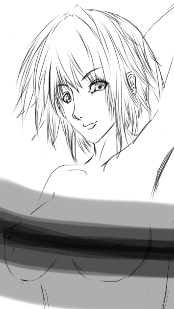 下書きの途中【線画】
