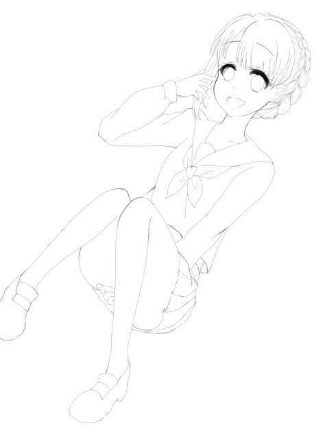 セーラー服×タイツ(線画)