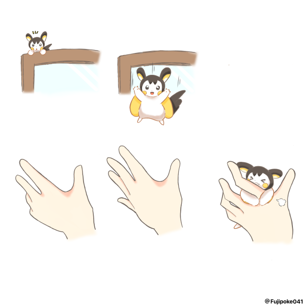 手に飛び移ってくるエモンガ