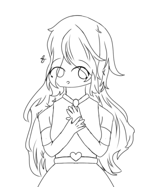 A Girl with 2 Hands on Her Heart Lineart