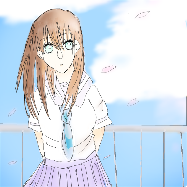 屋上で