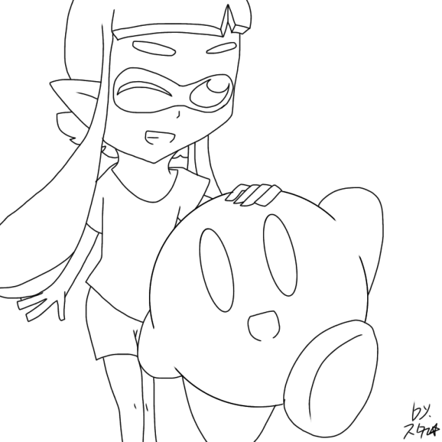 カービィとインクリング(線画)