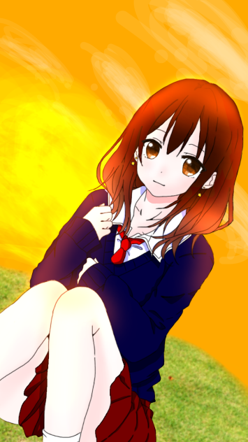 線画背景も付けて塗らせていただきました！[女子高生]