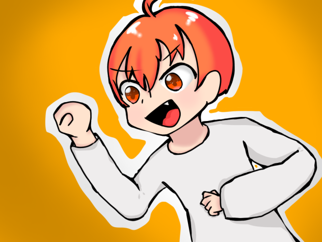 右手で描いた男の子