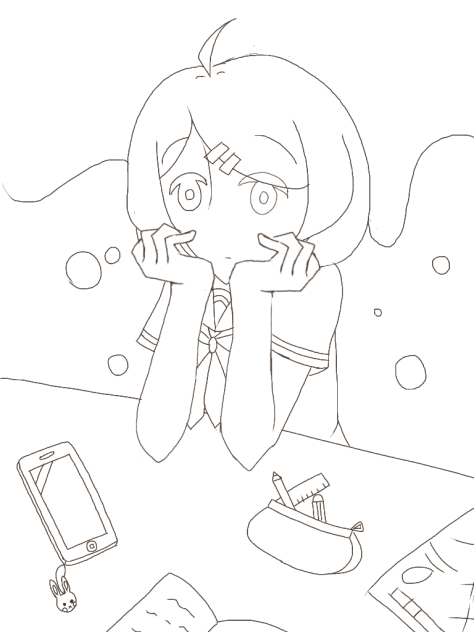 線画  放課後