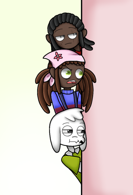 them peeking around the corner