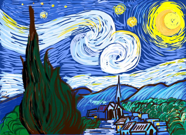 ゴッホ 星月夜 The Starry Night Ibispaint