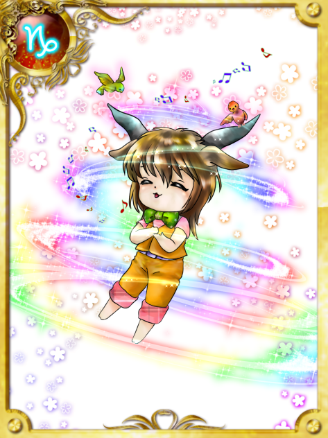 シリーズ１２星座 やぎ座をカード風に描いてみた