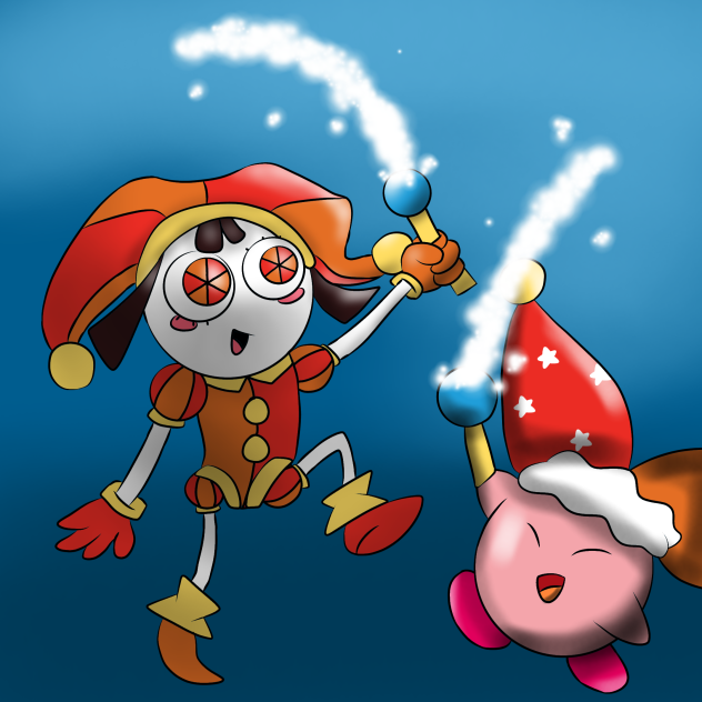 Pomni y Kirby rayo
