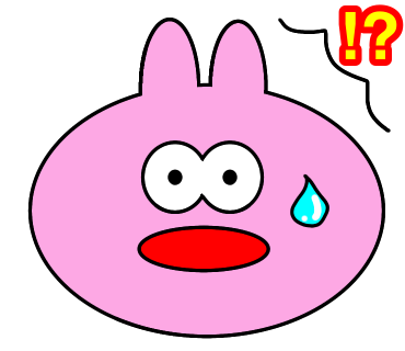 驚いてる汗が出てるうさぎのイラストを描きました