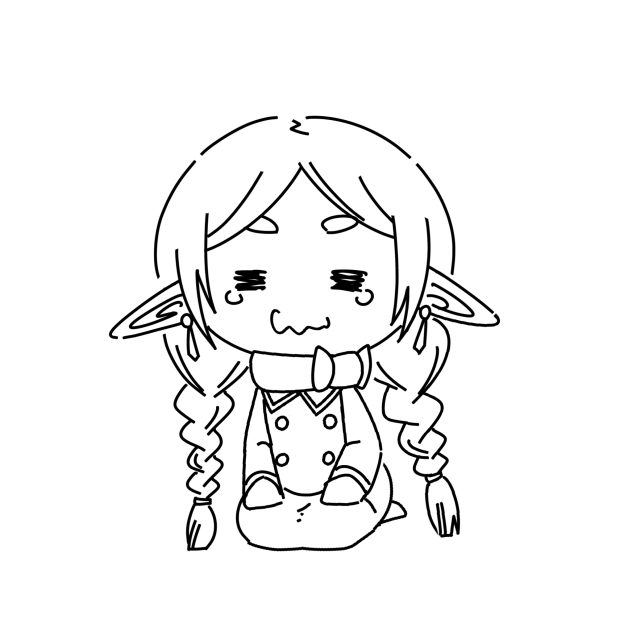 怒りの三つ編みの刑（線画）