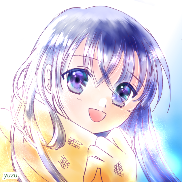 フリーアイコン女の子、マフラー着彩