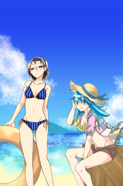 海辺の女子クライマー