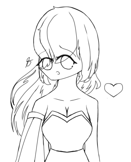 A Beautiful Girl in Sylish dress Lineart